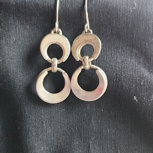 Elegant Silver Hoop Dangle Earrings